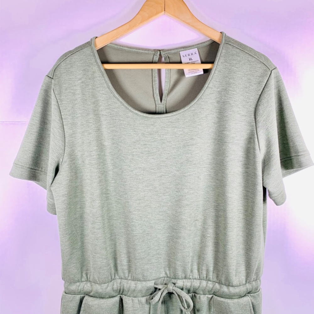 XL SERRA Romper buttery soft one piece green short-sleeve/pockets casual/lounge - Picture 3 of 14